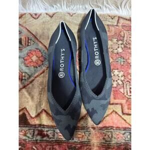 Rothys The Point Knit Ballet Flats Womens W10 Gray Camo Black Slip On